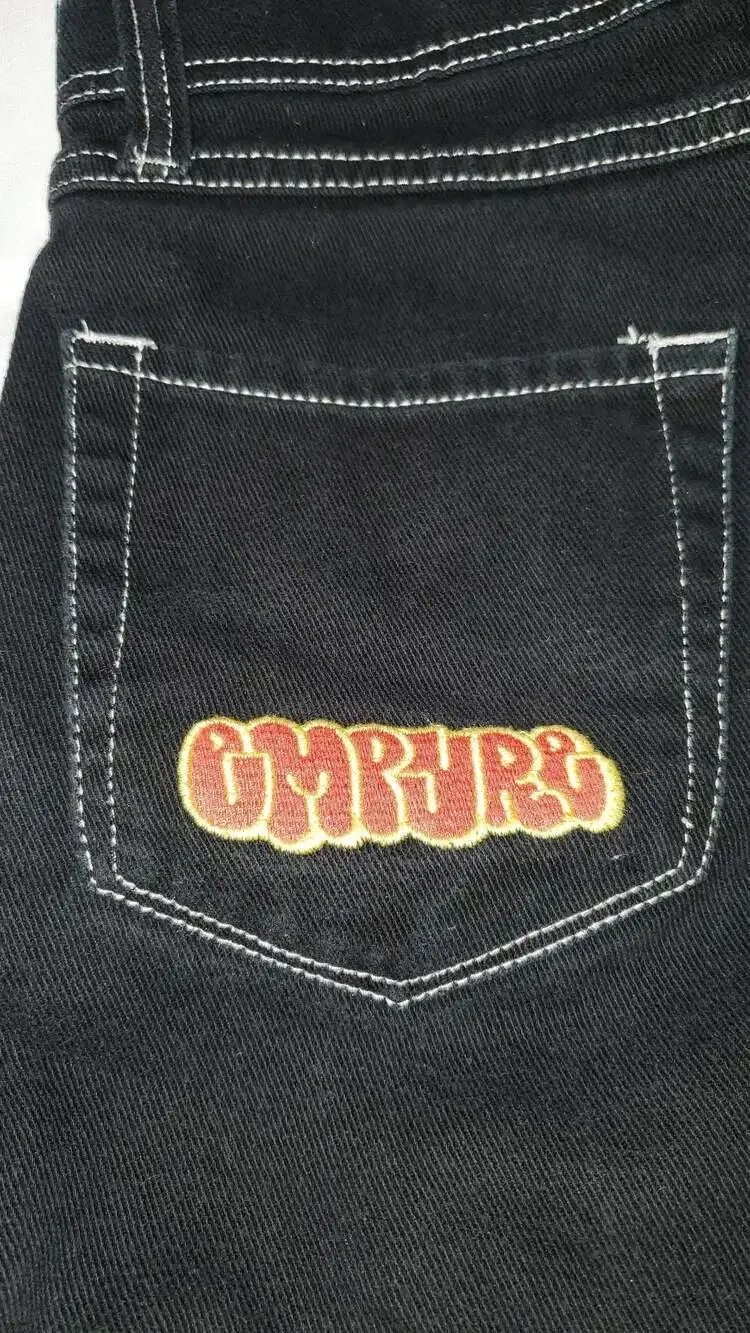 Empyre Black Loose Fit Skate Jeans with White Contrast Stitching